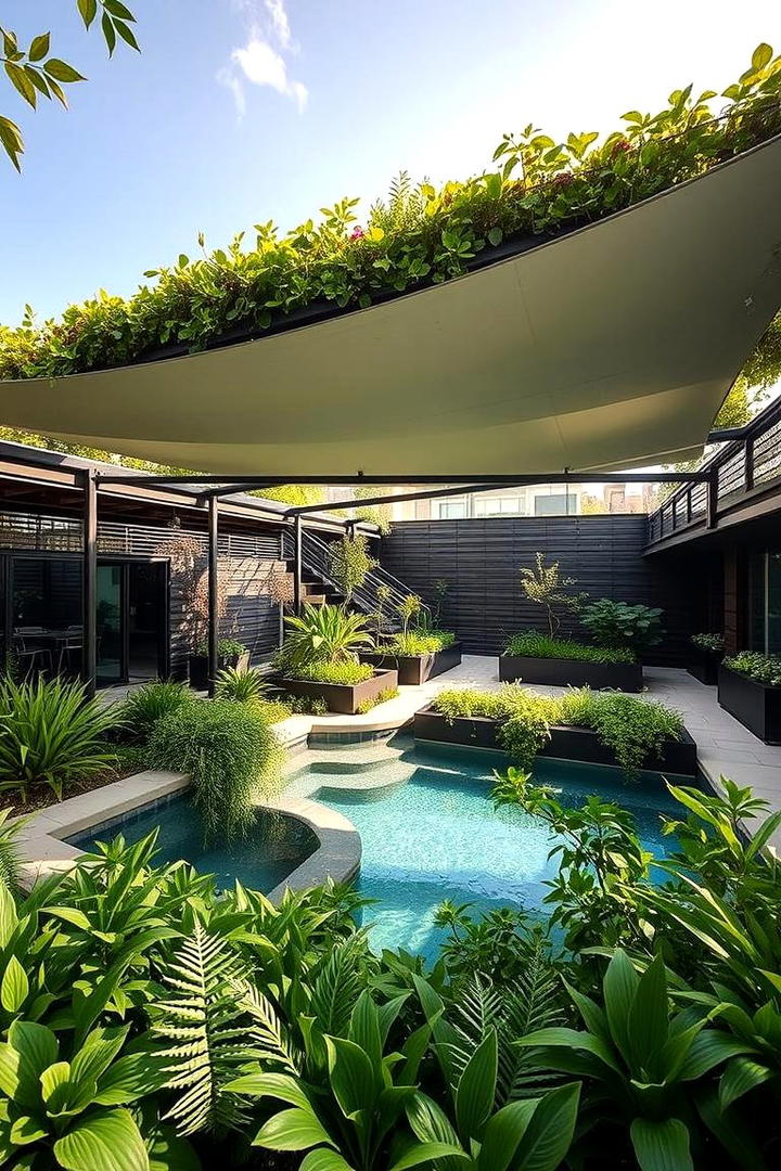 Green Roof Living Shade for Eco Luxury - 30 Pool Shade Ideas