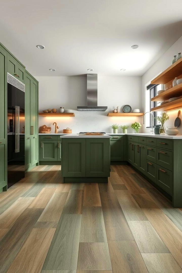 Green Toned Flooring Style - 21 Dark Green Kitchen Ideas