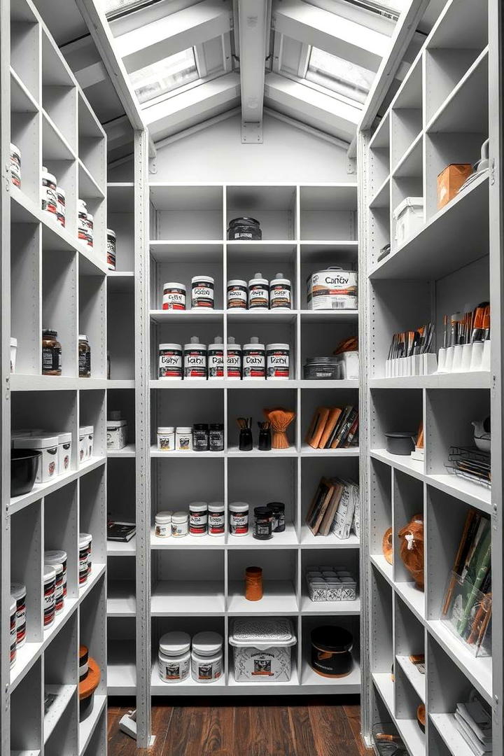 Grid Pattern Shelving - 30 Shed Shelving Ideas