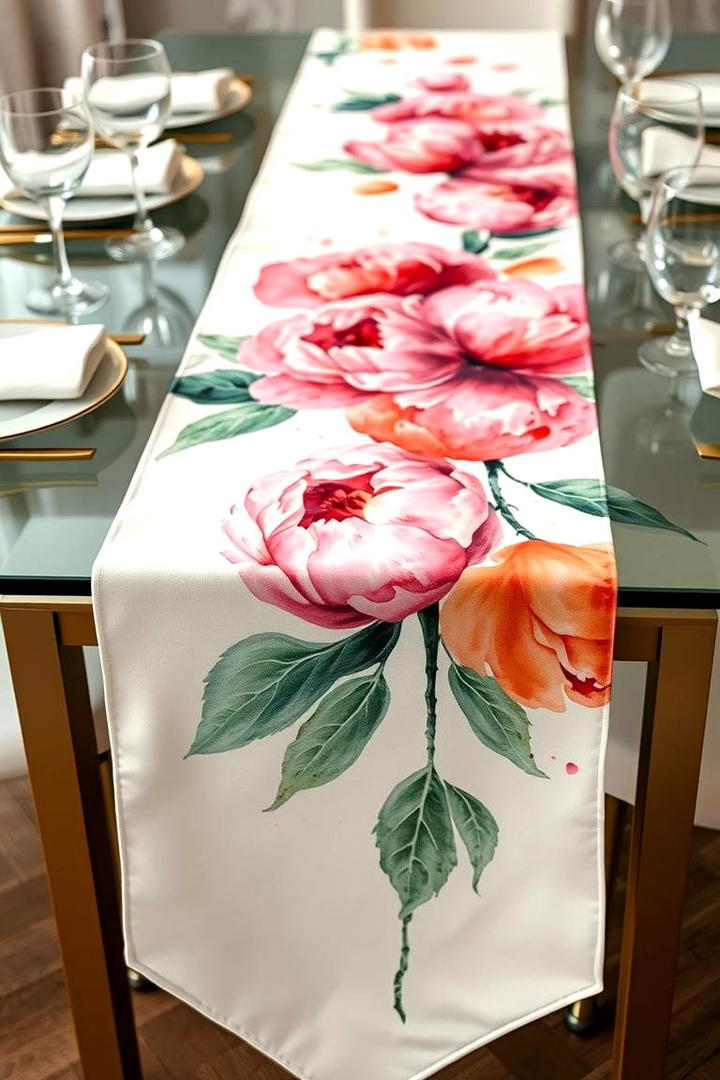 Hand Painted Artistic Table Runner - 21 Table Runner Ideas