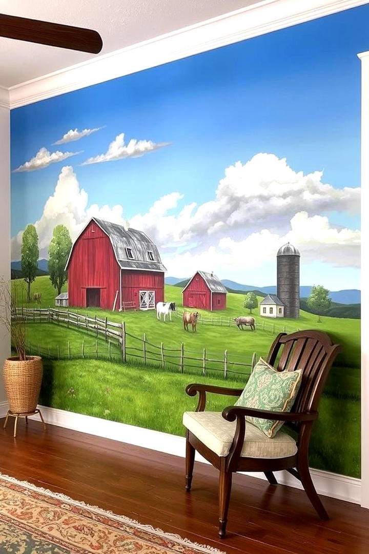 Hand Painted Farm Scenes - 21 Farmhouse Wall Decor Ideas