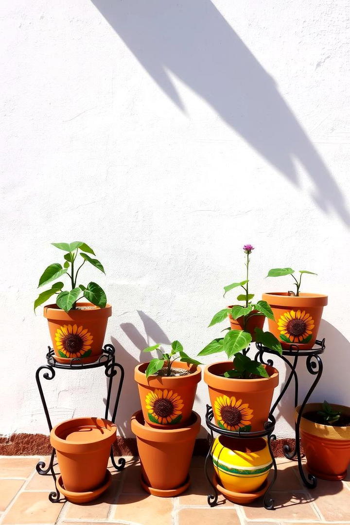 Hand Painted Garden Pots - 30 Garden Art Ideas