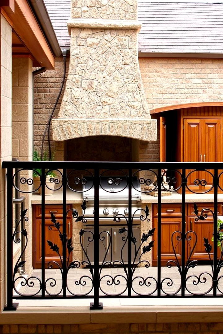 HandForged Iron Railings - 30 Rustic Outdoor Kitchen Ideas