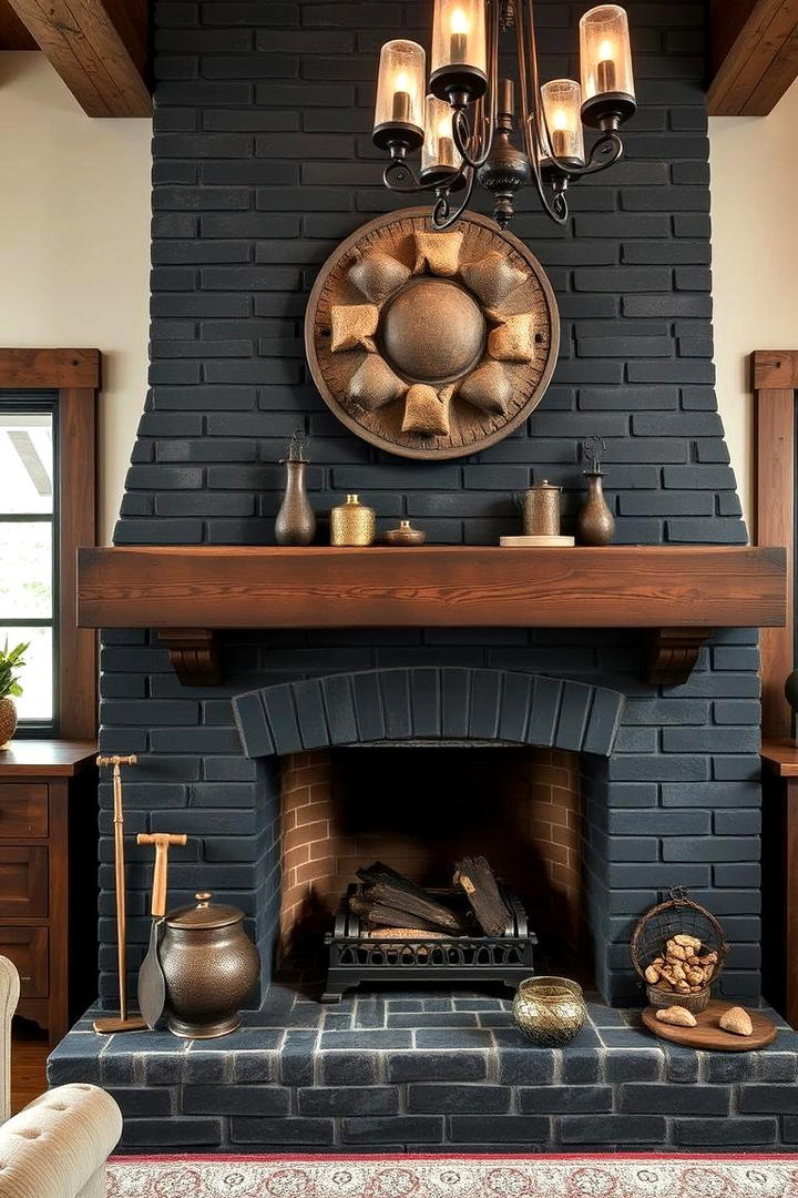 Handcrafted Artisan Black Brick Fireplace - 30 Black Brick Fireplace Ideas