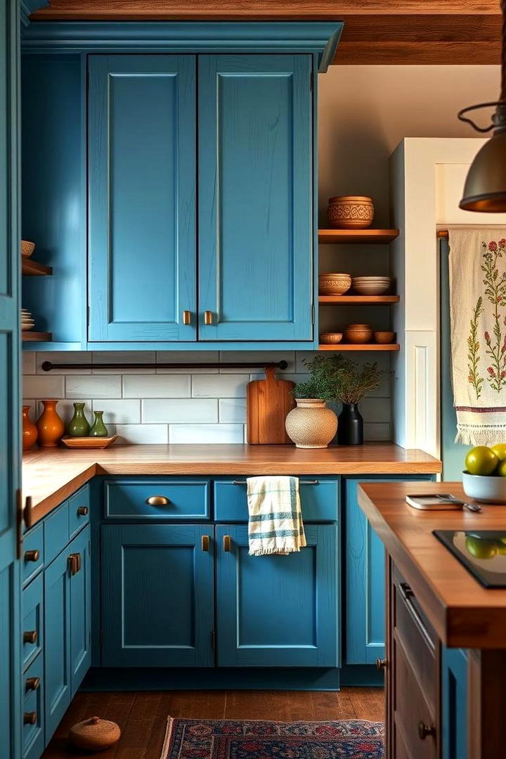 Handcrafted Blue Charm - 21 blue farmhouse kitchen cabinets