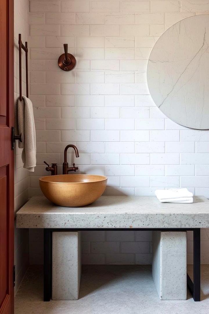 Handcrafted Cement Bench - 30 Shower Bench Ideas