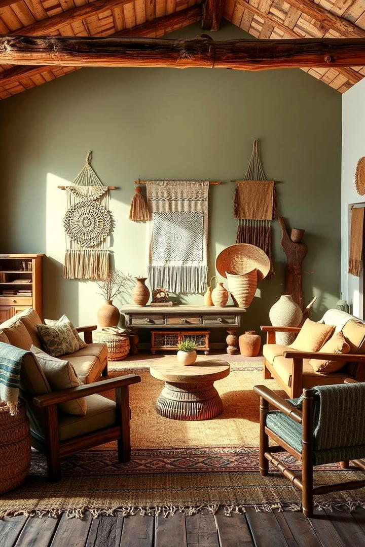 Handcrafted Details for a Warm Ambiance - 30 Rustic Sage Green Living Room Ideas