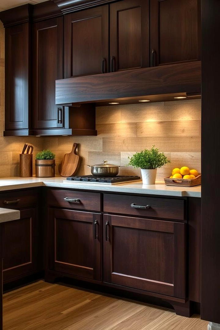 Handcrafted Finishes - 30 Dark Wood Kitchen Cabinets