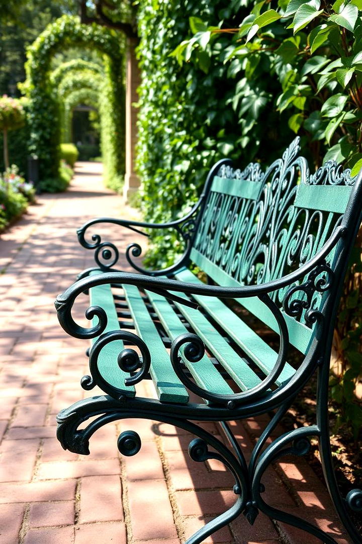 Handcrafted Iron Garden Bench - 30 Garden Bench Ideas