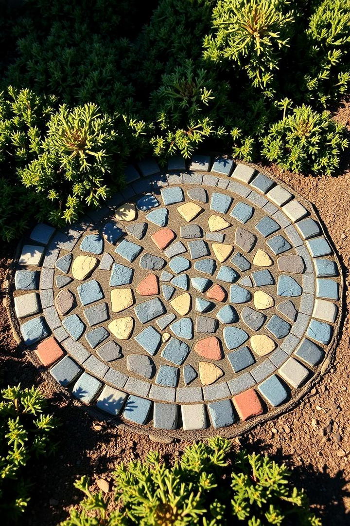 Handcrafted Stone Mosaic Border - 30 Stone Garden Edging Ideas