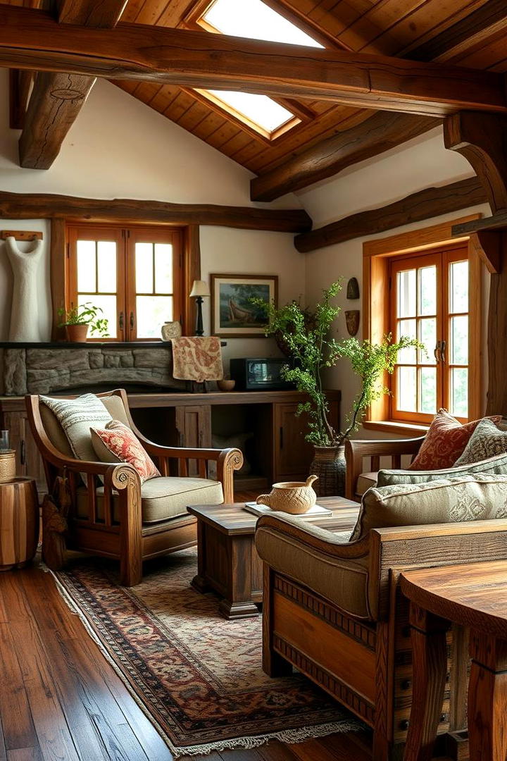 Handcrafted Wooden Accents - 21 Country Living Room Ideas