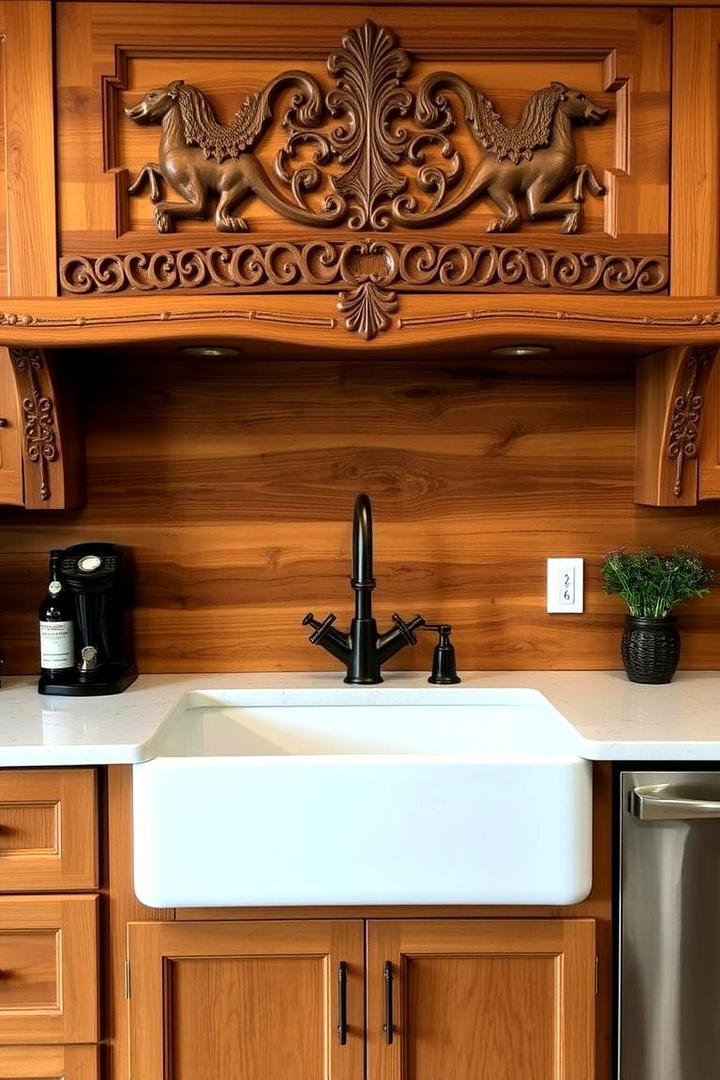 Handcrafted Wooden Backsplash - 30 Cabin Kitchen Ideas