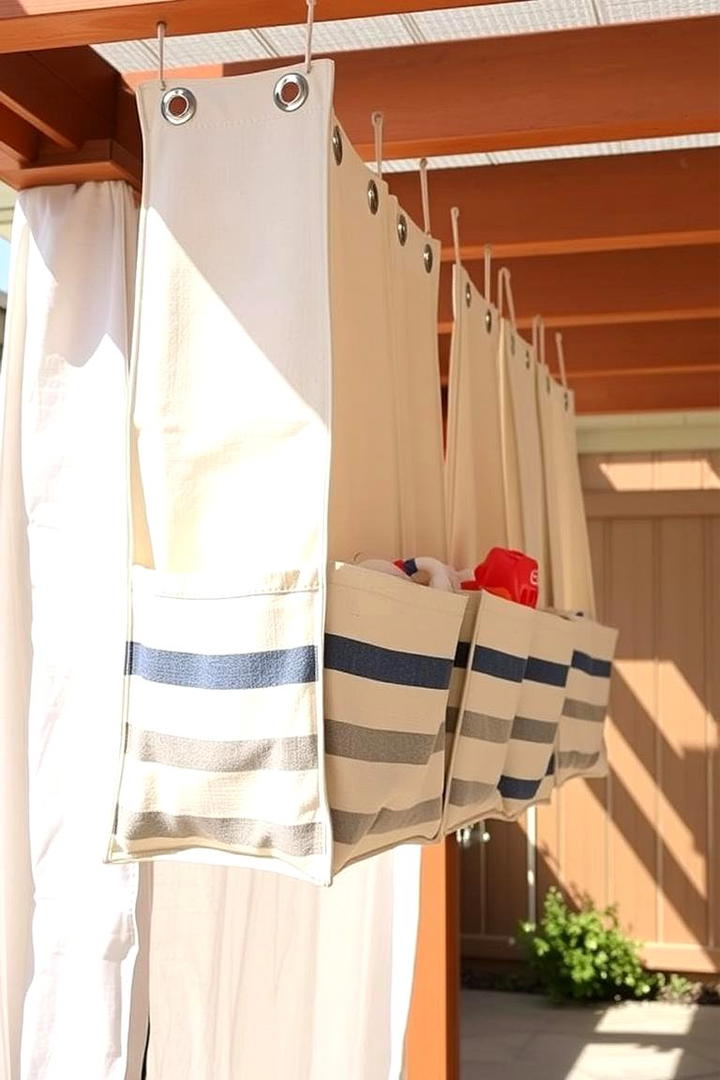 Hanging Fabric Storage Bags - 30 Outdoor Toy Storage Ideas