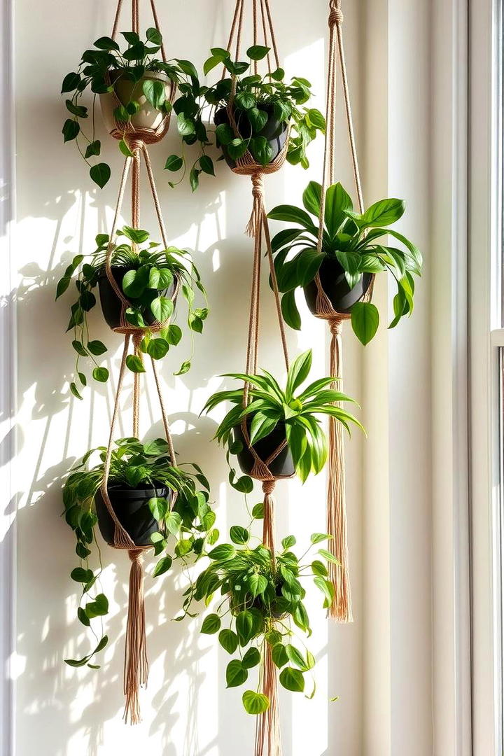 Hanging Planter Feature - 30 Indoor Plant Wall Ideas