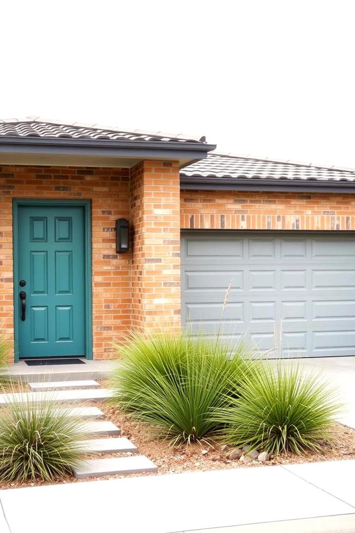 Harmonious Brick Sand with Rich Teal Overtones - 30 Exterior Brick and Paint Color Combinations