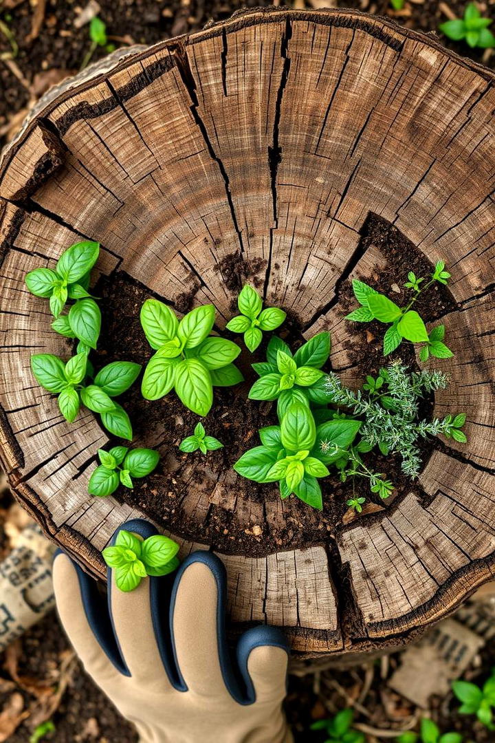 Herb Garden Hub - 21 Tree Stump Decorating Ideas