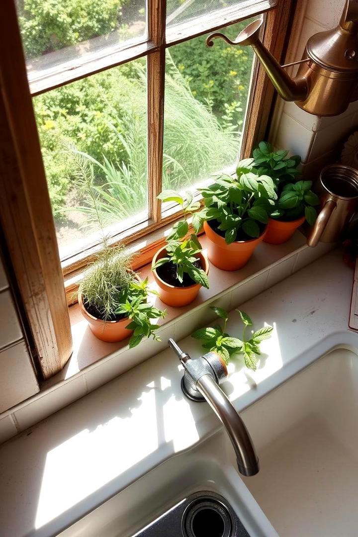 Herb Garden Window Delight - 30 Cottage Kitchen Ideas