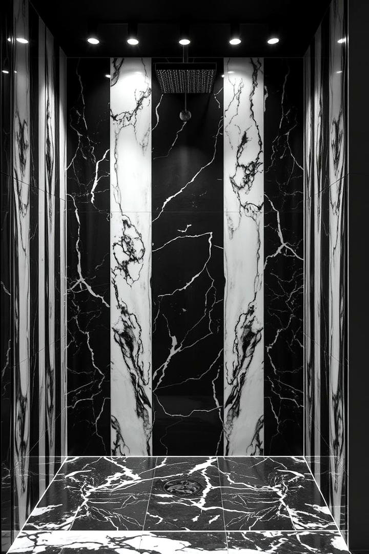 High Contrast Black and White - 30 Half-wall Shower Ideas