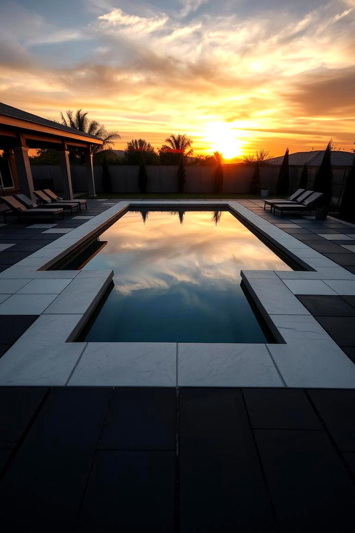 High Contrast Edge Outlines - 30 Concrete Pavers Around Pool Ideas