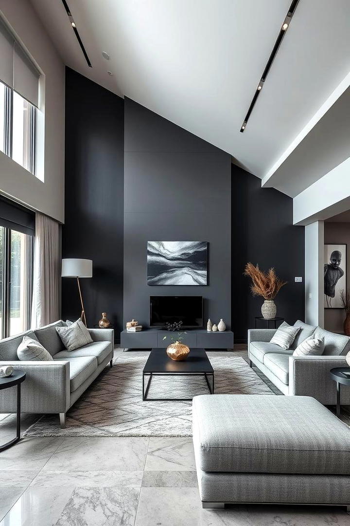 High Contrast Gray Accents - 21 Gray Living Room Ideas