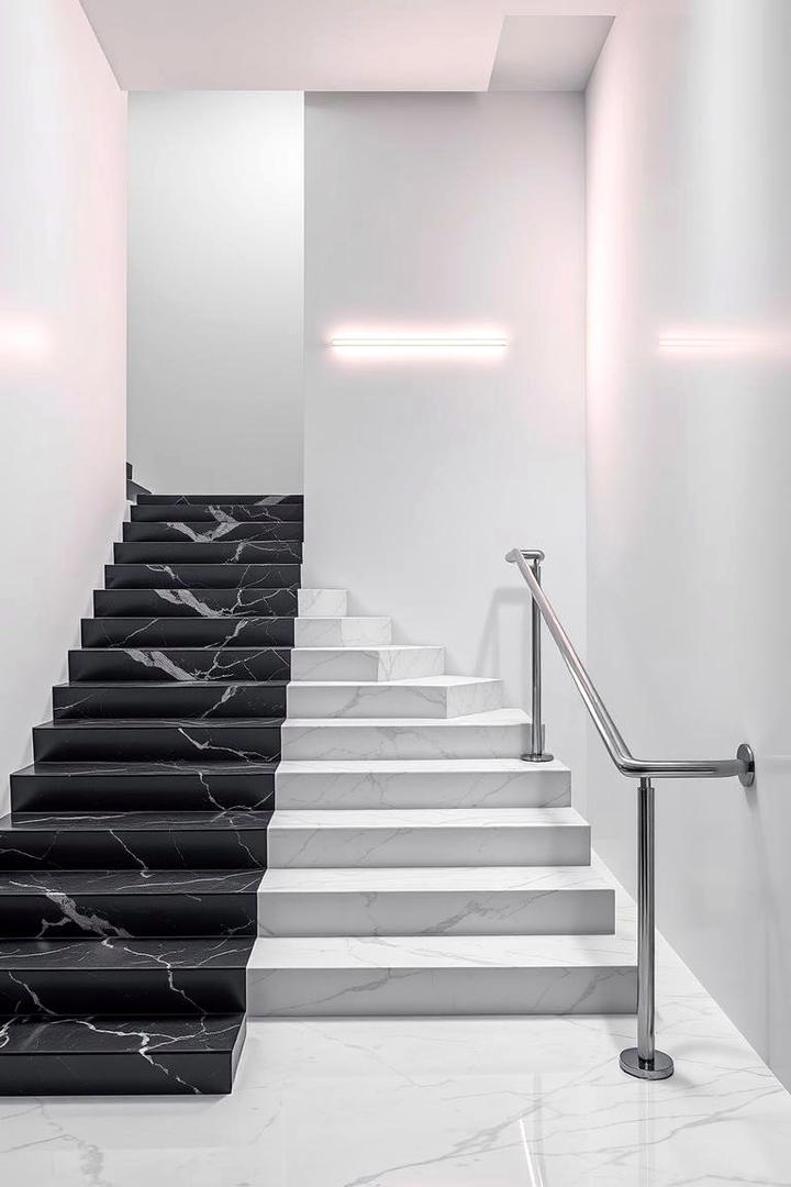 High Contrast Modern Landing - 30 Stair Landing Ideas