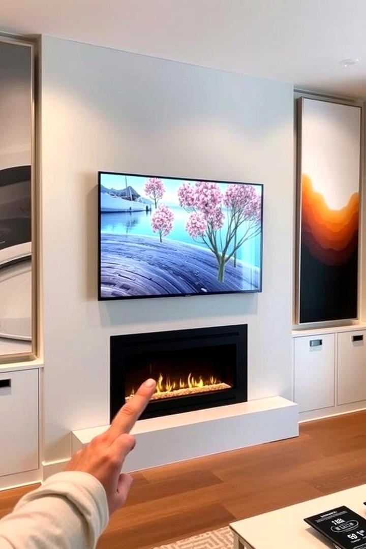 High Tech Electric Fireplace with Interactive TV Panel - 30 Electric Fireplace Ideas With Tv Above