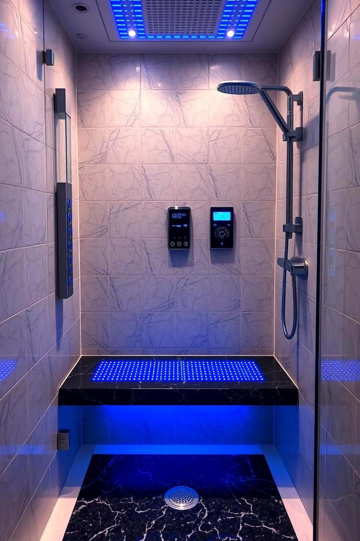 High Tech Walk In Shower with Heated Bench - 21 Walk in Shower Ideas With Bench