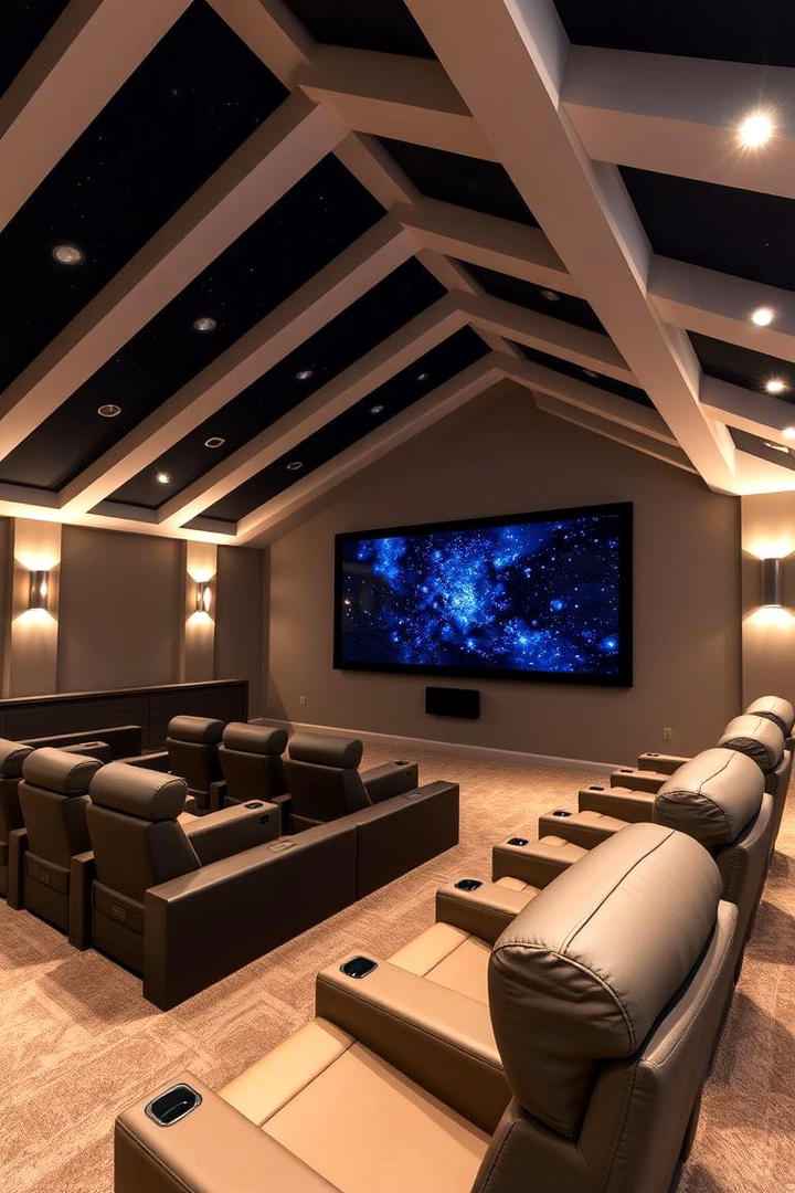 Home Theater Drama - 30 Vaulted Ceiling With Beams