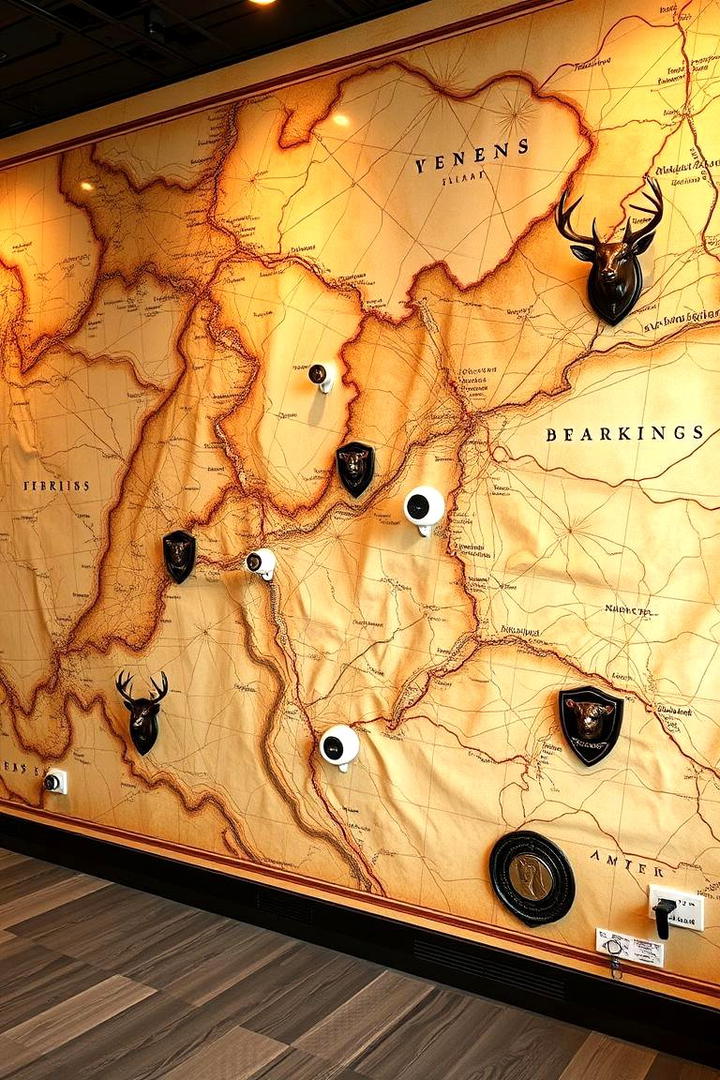 Hunting Map Murals - 30 Hunting Trophy Room Ideas