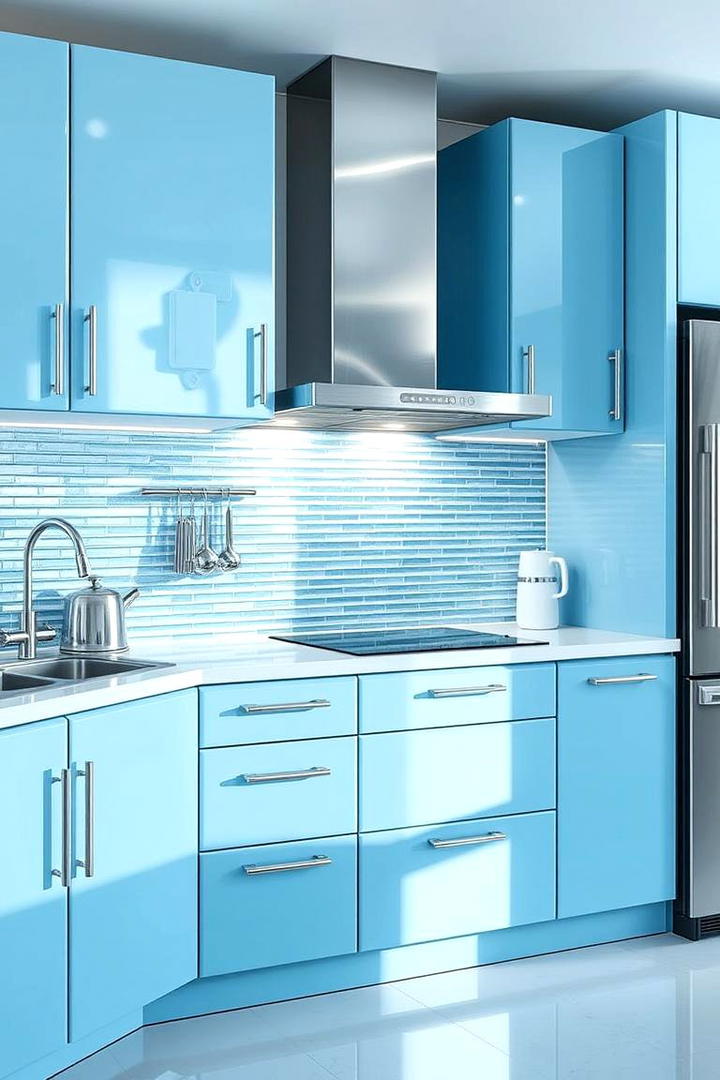 Icy Blue Contemporary - 21 Kitchen Cabinet Color Ideas