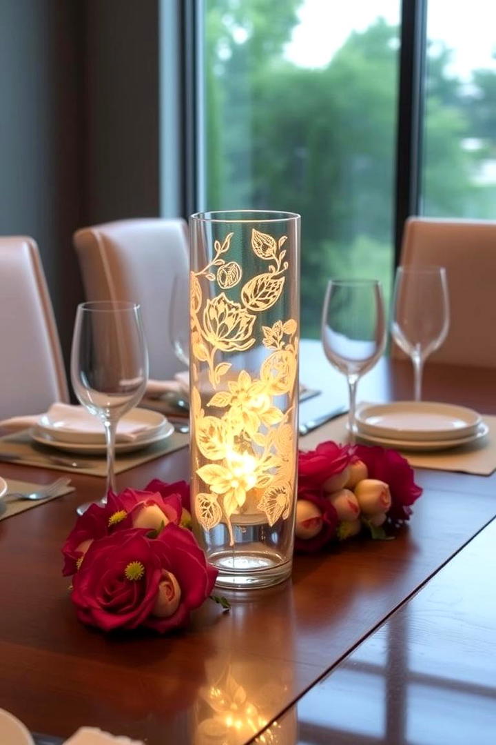 Illuminated Glass Vase - 21 Dining Table Centerpiece Ideas