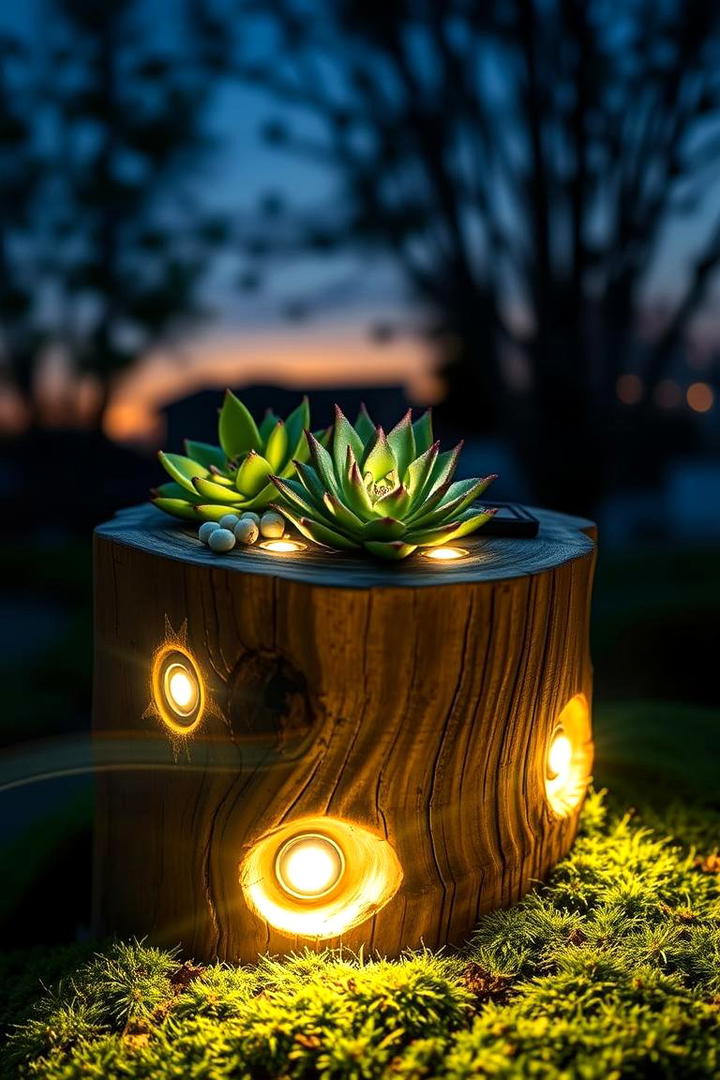 Illuminated Planter Spotlight - 21 Tree Stump Decorating Ideas