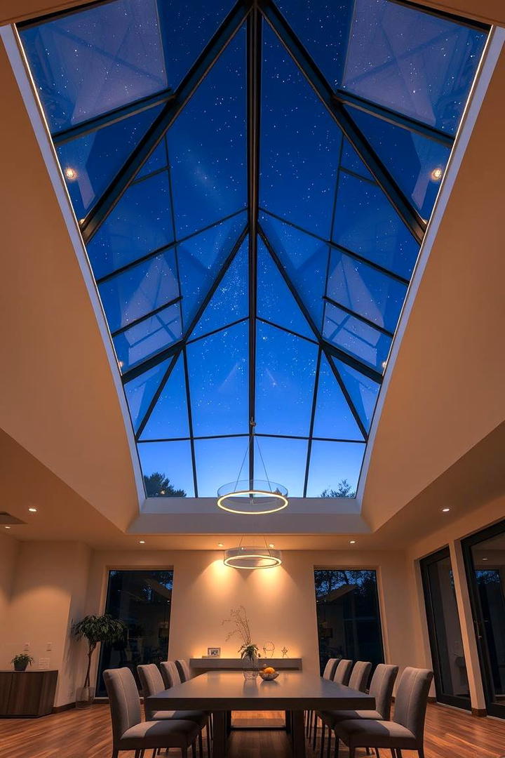 Illuminated Skylight Design - 30 Dining Room Ceiling Ideas