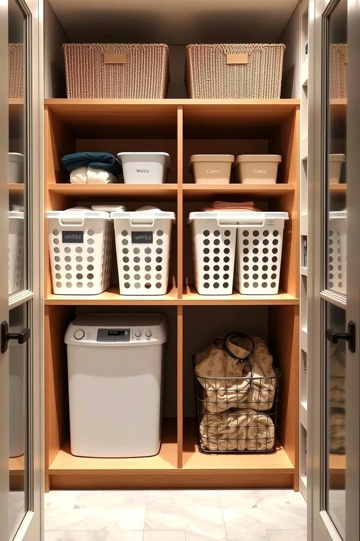 Incorporating a Built In Laundry Sorting System - 30 Hall Closet Organization Ideas