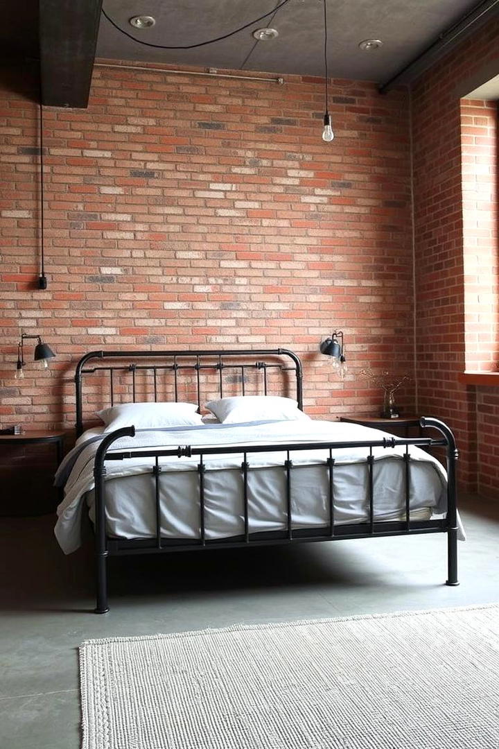 Industrial Brick Feature - 30 Bedroom Accent Wall Ideas