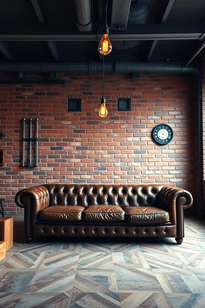 Industrial Brick Feature - 30 Living Room Accent Wall Ideas