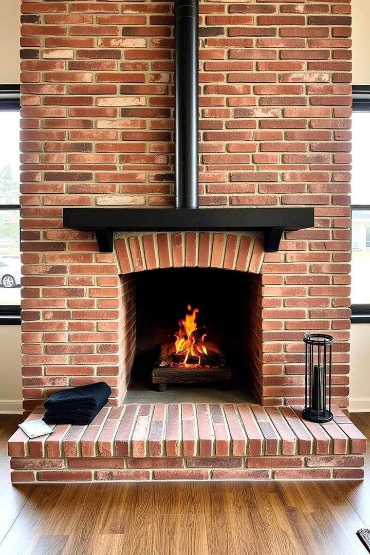 Industrial Brick Feature - 21 Brick Fireplace Ideas