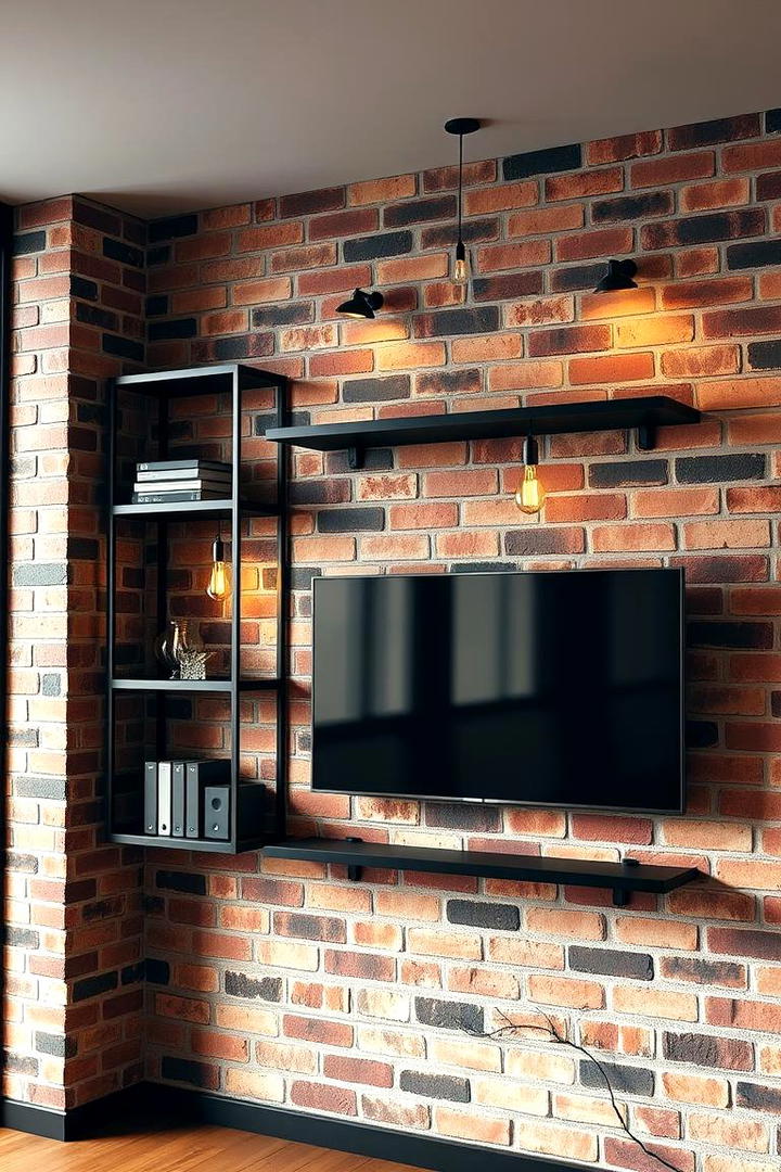 Industrial Brick TV Wall - 21 Tv Wall Ideas