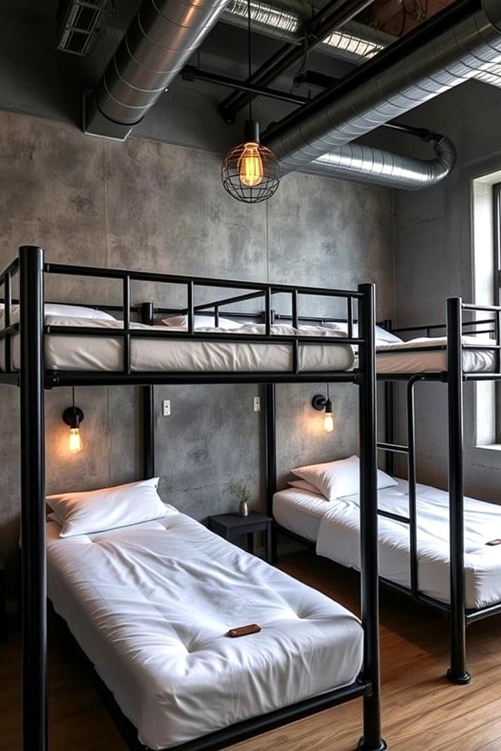 Industrial Chic Bunk Room - 30 bunk room ideas