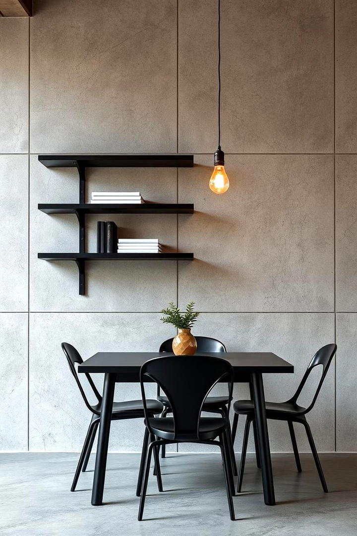 Industrial Chic Concrete - 30 Dining Room Accent Wall Ideas