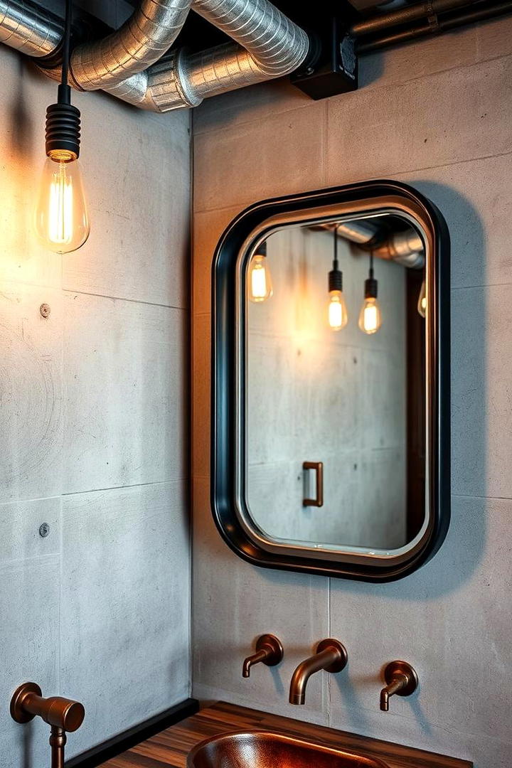 Industrial Chic Metal Mirror - 21 Bathroom Mirror Ideas