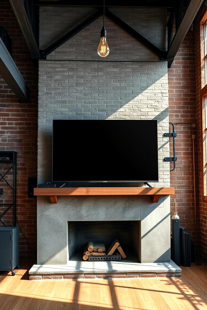 Industrial Chic Vibe - 21 Tv Over Fireplace Ideas