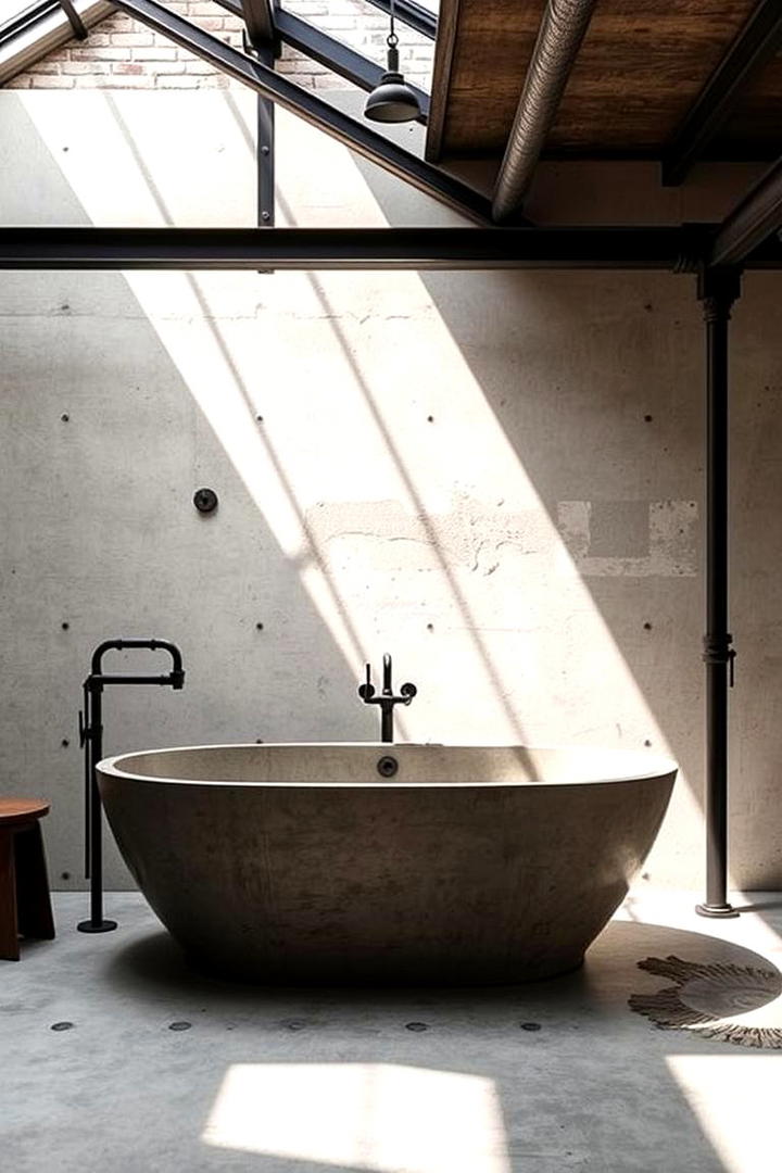 Industrial Concrete Bathtub - 30 Bathtub Ideas