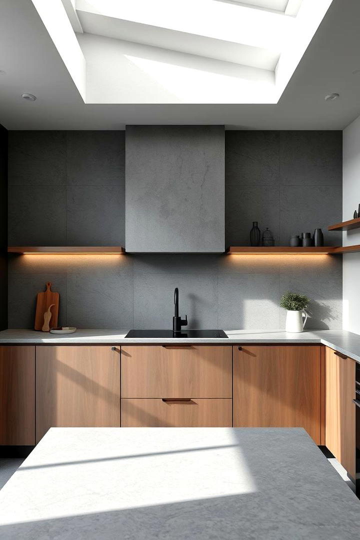 Industrial Concrete Finish - 30 Kitchen Splashback Ideas