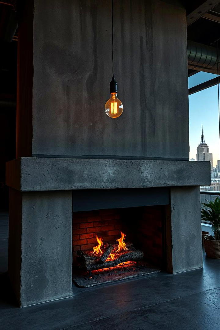 Industrial Concrete Fireplace - 21 Modern Fireplace Ideas