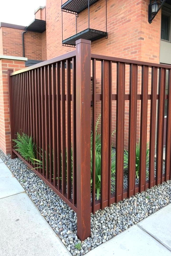 Industrial Corten Steel Fence - 21 Front Yard Fence Ideas