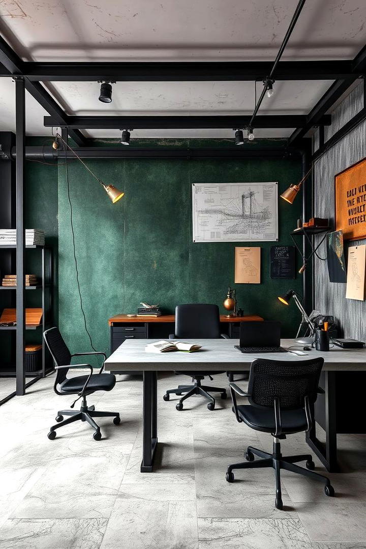 Industrial Dark Green Vibe - 21 Dark Green Accent Wall Ideas