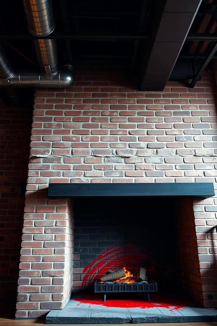 Industrial Edge Expression - 21 Painted Brick Fireplace Ideas