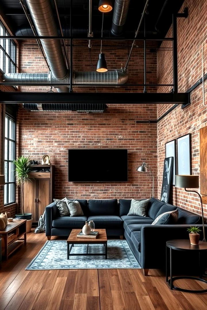 Industrial Edge - 21 Living Room Ideas With Black Couches