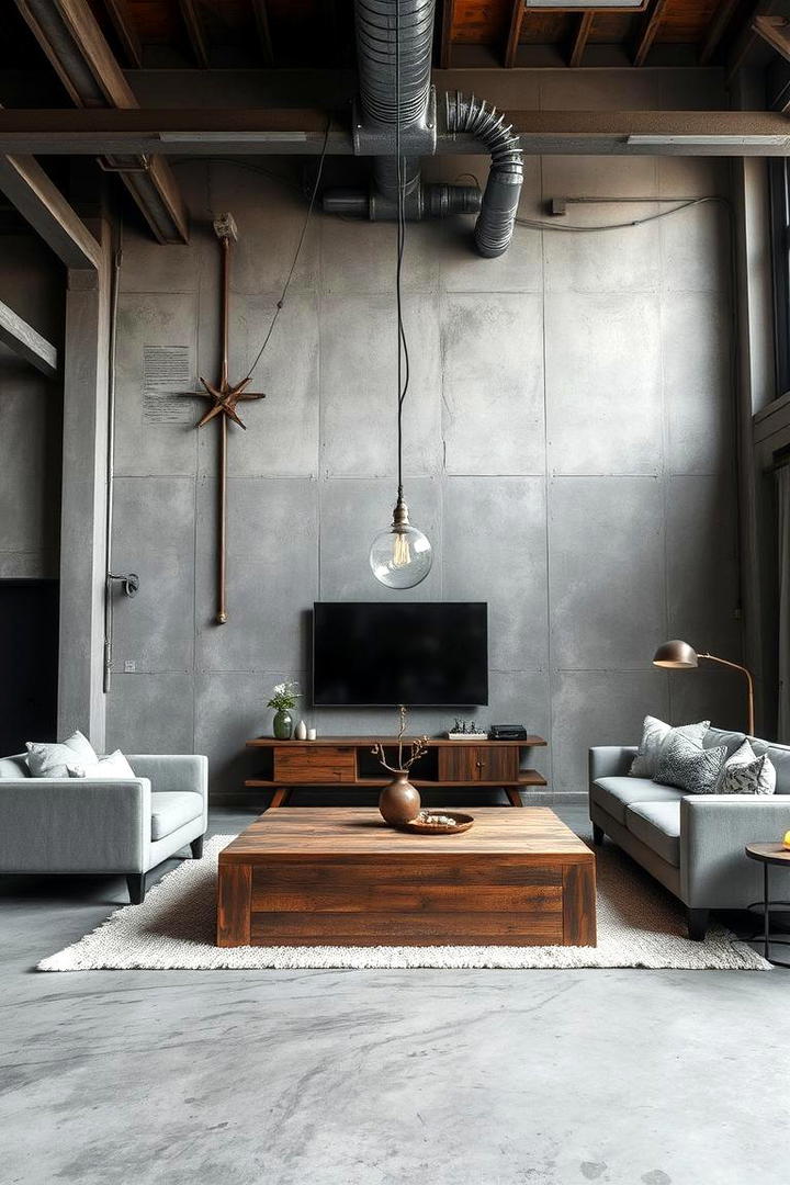 Industrial Gray Accents - 21 Gray Living Room Ideas